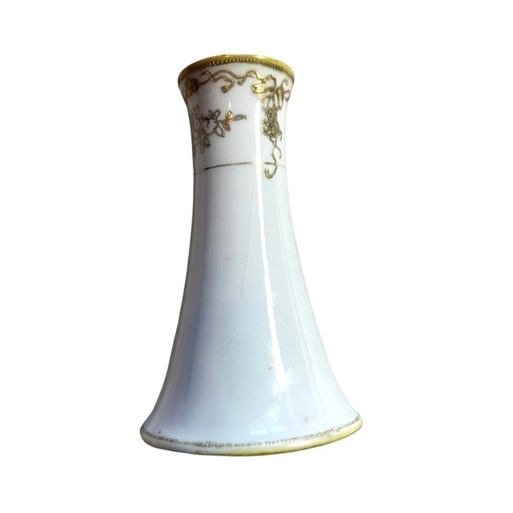 Vintage Antique Noritake Nippon Hand Painted Gold Candlestick Small Flower Vase - Picture 4 of 17